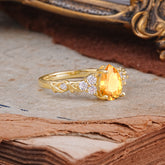 Nature-Inspired Vintage 4-Prong Pear Cut Citrine Ring